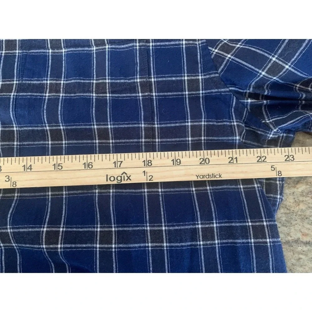 Banana Republic Luxe Flannel Shirt Mens XL Slim Fit   Blue‎ Black Plaid Rugged